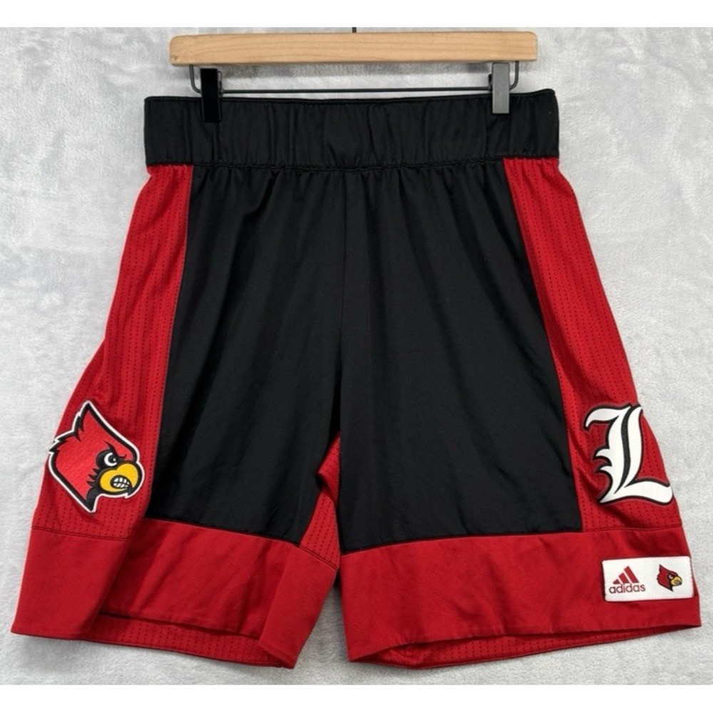 Adidas Louisville Cardinals Basketball Team Issued Game Shorts Red Black XL +2